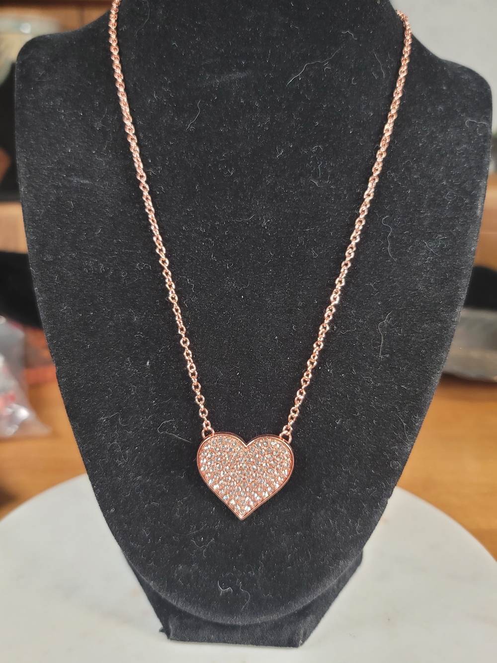 paparazzi Copper Heart Pavé Pendant Necklace Set